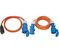 Brennenstuhl kempinga pagarinātājs 10 m (H07RN-F 3G2.5 oranžā krāsā) + Brennenstuhl kempinga adaptera kabelis ar aizsargkontaktu kontaktdakšu un CEE savienotāju (1,5 m kabelis oranžā krāsā, H07RN-F 3G2.5)