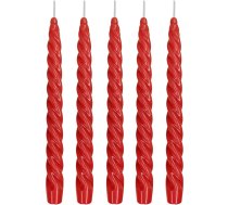 Ebersbacher Kerzenfabrik GmbH Renaissance Taper Candles Twisted Red Iepakojumā 5 gab., izmērs aptuveni 22 x 250 mm, atsevišķi folijā