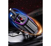 ALIANSHENG 4 in 1 izvelkamais auto lādētājs ar zvaigžņotas debess gaismu, 180° regulējams ātrais USB-C lādētājs, saderīgs ar iPhone 16/15/14/14/13/12, Galaxy S24/S23, Android ierīcēm - automašīnai, SUV,