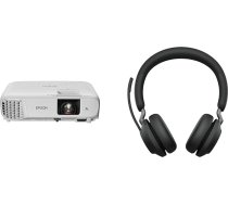 Epson EB-FH06 3LCD projektors un Jabra Evolve2 65 bezvadu austiņas - Microsoft Teams sertificētas stereo austiņas ar trokšņu slāpēšanu un ilgu akumulatora darbības laiku - USB-A Bluetooth adapteris - melnas krāsas