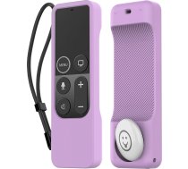 AHASTYLE Tālvadības pults futrālis Apple TV 4K 4. paaudzes Siri tālvadības pults ar ārējo AirTag turētāju, AirTag nav iekļauts, silikona tālvadības pults futrālis Apple TV 4K 4. paaudzes tālvadības pults (lavandu)