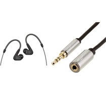 Sennheiser IE 200 Wired Audiophile Stereo austiņas un Amazon Basics - Stereo audio AUX pagarinājuma kabelis no vīriešiem līdz sievietēm, 3,5 mm, 1,8 m, melns