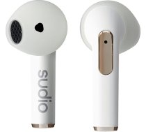 sudio N2 Snow White - patiesi bezvadu Bluetooth austiņas ausīm, daudzpunktu savienojums, iebūvēts mikrofons zvaniem, 30 stundu akumulators ar uzlādes futrālīti, IPX4 ūdensizturība, USB-C un bezvadu uzlāde
