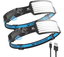 Smaidošs haizivs galvas lukturis, 2 platleņķa 6 x LED baltā gaisma Super spilgtākais lukturis Uzlādējams ūdensizturīgs lukturis Kempings, skriešana, makšķerēšana