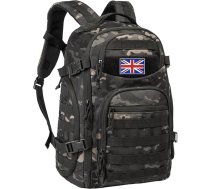 TRAILKICKER taktiskā klēpjdatora mugursoma 35L militārais Molle armijas uzbrukuma iepakojums 3 dienu Bug Out Bag pārgājieni Treeking kamuflāžas medību mugursoma vīriešiem UK Flag, blkcam06