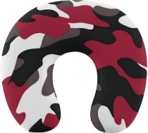 Jubonexis putuplasta ceļojumu spilvens galvas balstam, U-veida kakla spilvens lidmašīnai, melns / balts / sarkans