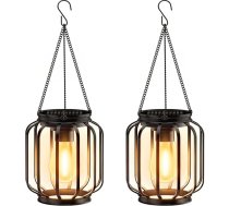 BUCASA Dārza saules gaismas āra gaismām, 2 saules laternu komplekts ar lielu LED spuldzi, IP65 ūdensizturīgas metāla saules gaismas āra, terases, zāliena, balkona, pagalma, dārza, dārza vajadzībām