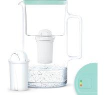 Stikla ūdens filtra krūze 3 L ar manuālo filtra nolietojuma indikatoru | Aquaphor Standard, Brita Classic, Dafi Classic filtru kārtridžu nomaiņa | Komplektā ietilpst ūdens filtra krūze + 1 kārtridžs, piparmētra