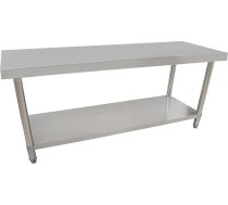 'BA200' Gastronomijas nerūsējošā tērauda darba galds 200 x 60 cm, galda kravnesība līdz 170 kg, profesionāls virtuves galds ar īpaši lielu apakšējo plauktu un regulējamām kājām