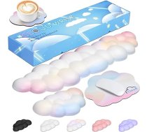 JIKIOU Upgrade Leather Cloud Keyboard Wrist Rest, rokas balsts ar neslīdošo PU pamatni, ērts atmiņas putu plaukstas balsts datoram Laptop Mac Gaming Office un