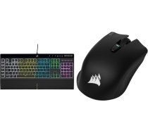 CORSAIR K55 RGB PRO Wired Membrane Gaming Keyboard (Dynamic RGB Backlight) QWERTZ, Black & Harpoon Wireless RGB Rechargeable Optical Gaming Mouse, Black
