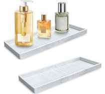 Modixun 2 gab Vannas istaba Vanity Tray Countertop 30cm silikona ziepju dozators paplāte virtuves izlietnes tualetes tvertnes turētājam vannas istabas letes turētājs smaržu sveces turētājam (marmora balta)