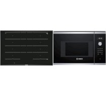 Bosch Hausgeräte PXY875DC1E 8. sērijas indukcijas plīts un sadzīves tehnika BFL524MS0 6. sērijas iebūvējamā mikroviļņu krāsns, 38 x 60 cm, 800 W