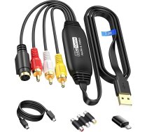 avedio saites VHS uz digitālo pārveidotājs, USB 2.0 Cpture Card, 1080P video uztveršanas ierīce Konvertēt VHS VCR DVD uz digitālo adapteri, video uztveršanas karte ar Scart/AV adapteri ar Windows, Mac OS