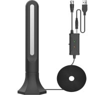 AXFEE DVBT2 antena ar pastiprinātāju 36Dbi+ HDTV iekštelpu antena televīzijai, maksimāla signāla kvalitāte, pateicoties alumīnija serdei, Full HD, 5 m kabelis, DVB-T2 antena, TV Freenet, TV, iekštelpās un ārpus telpām