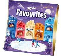 Milka Favourites Adventes kalendārs ar piecu šķirņu šokolādi - Alpu piena - Oreo - riekstu - kakao krēma un baltā šokolāde - 206 g