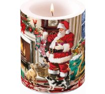 Ambiente - Luksusa papīra izstrādājumi Pillar Candle Santa Interior 10 x 12 cm Santa Candle Galda dekorēšana Sveces dekorēšana Sveces dekorēšana Ziemassvētki Ziema Ziemassvētku sveces