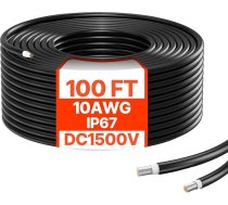 VEVOR 100 pēdu saules paneļu pagarināšanas kabelis, 10AWG saules bateriju pagarināšanas kabelis, 6 mm² IP67 ūdensizturīgs PV kabelis saules paneļiem mājās, uz kuģiem un autofurgonos, melns