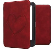 kwmobile Korpuss saderīgs ar Kobo Clara BW/Clara Colour/Tolino Shine (5) / Shine Colour Case - Mākslīgās ādas pārvalks - Heart Brush Dark Red