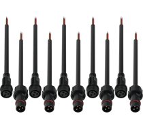 SEZO Ūdensizturīgs 3-polu kontaktdakša 5 pāru 3-polu IP65 ūdensizturīgs elektriskais savienotājs ar 18AWG 20 cm pagarinājuma kabeli lietošanai iekštelpās ārpus telpām LED gaismas lentes lieli izmēri 22 mm uzgrieznis