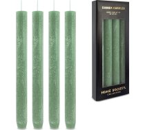 Rustic Stabkerzen Set 4 Grün - Dinner Kerzen, Spitzkerzen & Weihnachtskerzen aus natürlichem Wachs, unparfümiert, durchgefärbt, ideal als Adventkerzen für Kerzenhalter, in Grün-, Celadon- & Minttönen