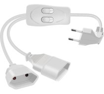HuaLiSiJi Eiro kontaktdakšas pagarinātājs ar slēdzi 2,5 A 250 V Eiro kontaktdakša 2 līdz 1 pagarinātājs Eiro kontaktdakšas sadalītājs 2 virzienu sadzīves tehnikas lādētāja kontaktdakša TV datora gaismām u.c. (balts 1,5 m)