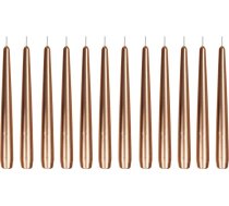 Konusveida sveces, lakota bronzas krāsā, 12 gab., izmērs aptuveni 22 x 240 mm, atsevišķi iesaiņotas folijā, galda sveces, konusveida sveces