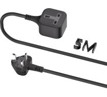 1 Way Gang Extension Lead 5M, 13 AMP Single Socket Extension Lead, HITRENDS UK 3 Pin Plug Power Strip (13A, 3250W Max), izturīgs kontaktdakšas pagarinājums ceļošanai, mājām, birojam, melns, melns