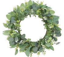 GOVIRAYE 60 cm Premium Eikalipta vainags ar 4 lapu stiliem - grezns sienas rotājums mājai un pasākumiem. Īpaši apjomīgs svētku izskats. Iekštelpās/ārpus telpām visa gada garumā