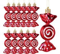 Threan 12 Ziemassvētku eglīte Saldumi Ziemassvētku eglīšu rotājumi Candy Glitter Hanging Christmas Candy Ornaments Candy Cane apdare ar zelta virvēm