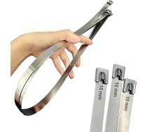 Metāla kabeļu saites 24 "nerūsējošā tērauda stiepļu saites Heavy Duty Self bloķēšanas tērauda kabeļu saites 380lb izturība izplūdes Wrap dārza saites Caurules mājputnu žogs 40 Pack