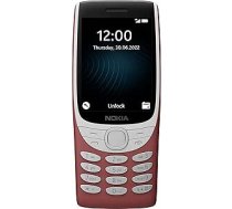 Nokia 8210 visiem operatoriem, 0,05 GB funkciju tālrunis ar 4G savienojumu, lielu displeju, iebūvētu MP3 atskaņotāju, bezvadu FM radio un klasisko čūskas spēli (Dual SIM) (sarkans)