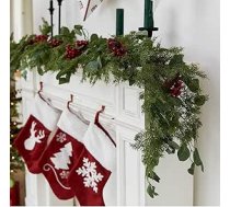 Anna's Whimsy Ziemassvētku vainags, mākslīgais vainags, ziemas sarkano ogu vainags, mākslīgais eikalipta vainags iekštelpu un āra dekorēšanai ziemas festivālos (192 cm)