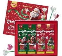 AMOS Audio konfektes, 4 gabaliņi (kazenes, persiki, piparmētras un āboli), Ziemassvētku konfektes, konfektes bez cukura, atsevišķas konfektes (4 gabali Ziemassvētku konfektes)
