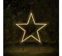 SALCAR LED dārza stake zvaigzne metāla, 50 cm dārza zvaigzne ar zemē iestrādātu smaili, ūdensizturīga Ziemassvētku zvaigzne ar 100 LED spuldzēm, Ziemassvētku apgaismojums āra dārzam un iekštelpām, silti balta krāsa
