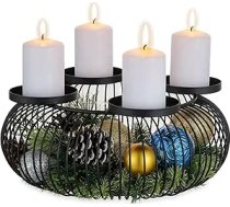 Romadedi Adventa vainags Moderns metāla adventes sveču turētājs melns 4 adventes svecēm Adventa kompozīcija Adventa vainags Adventa vainags Dekorācija Ziemassvētku vainags galda svecēm Ziemassvētku rotājums iekštelpās