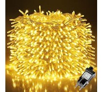 LEDYA 30 m 300 LED pasaku gaismas ar 8 režīmiem un atmiņas funkciju, ūdensnecaurlaidīgas IP44, 30 m, 300 LED pasaku gaismas, siltā baltā krāsā, balkonam, dārzam, margām, Ziemassvētkiem, iekštelpām, āra dekorēšanai