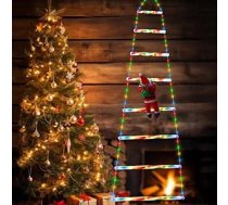 Ziemassvētku kāpnes ar kāpšanas Santa āra Ziemassvētku rotājums Santa kāpšanas kāpnes gaismas 160cm LED 8 gaismas režīmi USB kontaktdakša ūdensizturīgs dārza sienas logs