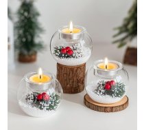 Tējas gaismas turētājs Ziemassvētku sveču turētājs Ziemassvētku rotājums Interjers: Hewory 3 galda rotājumu komplekts Ziemassvētku rotājums Ziemassvētku rotājums Tējas gaismas glāzes ar sarkanām ogām Priežu čiekuri galda rotājumam