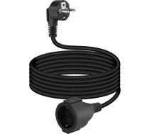 90 grādu Schuko pagarinājuma kabelis, 3G, 1,5 mm², ar aizsargkontaktu no vīrieša uz sievieti, melns (3 m)