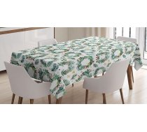 ABAKUHAUS Ziemassvētku galdauts, Holly Leaves Ziemassvētku vainags, viegli kopjams, mazgājams, netīrumu necaurlaidīgs un ar caurspīdīgām krāsām, augstas kvalitātes apdruka, 140 x 170 cm, Lauru zaļš, vermiļona sarkans