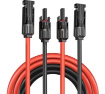 Saules kabelis 4 mm² / pagarinājums 5 m - izturīgs pret UV starojumu, TUV, VDE sertificēts, ar saules kontaktiem, paredzēts fotoelementu sistēmām (sarkans/ melns) (4 mm²5 M)