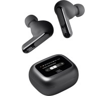 JBL Live Beam 3 bezvadu austiņas ar Bluetooth, 48 stundu akumulatora darbības laiks, True Adaptive Noise Cancelling un augstas izšķirtspējas JBL Signature Sound, IP55 ūdensizturīgas, ar ausu aizbāžņiem, melnas krāsas