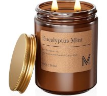 M&SENSE aromātiskās sveces glāzē 550 g - Eikalipta piparmētru dabīgā sojas vaska svece ar 110 stundu degšanas laiku, dāvana vīriešiem un sievietēm (vanna, joga, aromterapija)