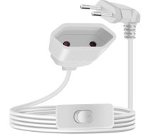 90 Grad Eurostecker Verlängerung mit Schalter 2,5 A 250 V Verlängerungskabel Eurostecker mit Schalter Euro Verlängerungskabel Kurz, für Haushaltsgeräte Computer TV Monitor (Weiß, 5 m)