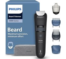 Philips bārdas trimmeris 5000 Series - pašasiņojoši metāla asmeņi, 40 garuma iestatījumi, BeardSense tehnoloģija, matu savācējs, 100% ūdensizturīgs, ceļojuma futrālis, modelis BT5765/15