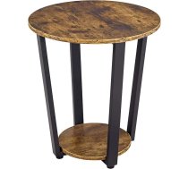 Yaheetech apaļš kafijas galdiņš, sānu galdiņš, kafijas galdiņš ar 2 plauktiem, metāla viesistabas galds, dīvāna galds viesistabai, Vintage Brown/Black