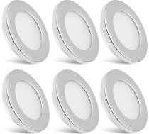 Dream lighting 12 V LED prožektors autofurgonam, treilerim, laivai, cauruma izmērs 54 mm, LED iebūvēts prožektors, plakans, 2 W, IP44, 6000 K, vēsā baltā krāsā, 6 gab. komplekts