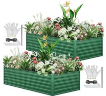 YITAHOME 2 paaugstinātu metāla dobju komplekts 240 x 120 x 58 cm, paaugstinātu dobju komplekts, kas izgatavots no bieza cinka, alumīnija, magnija un nerūsējošā tērauda metāla paaugstinātām dārza dobēm ar atbalsta stieni un cimdiem dārzeņie