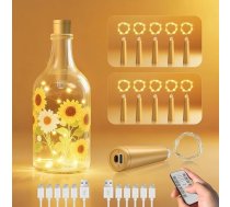 Ymenow pudeles gaisma ar taimeri, 10 pudeļu pasaku gaismas korķi 2 m 20 LED USB tālvadības pults Pasaku gaismas iekštelpās DIY pudeļu Ziemassvētku Halloween ballīšu dekorēšanai (pudele nav iekļauta)